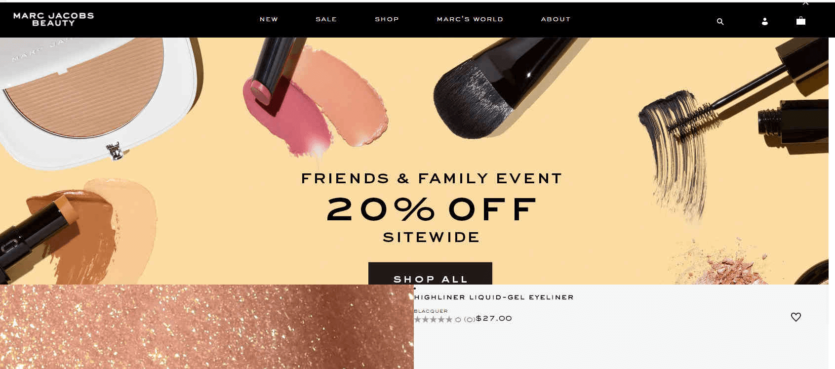 Marc Jacobs Beauty优惠码2026 亲友特卖额外75折促销美国免邮
