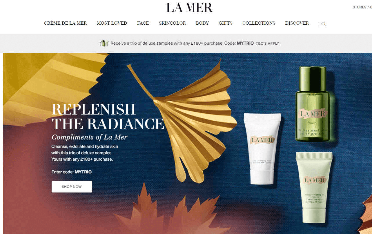 LA MER折扣码2026 lamer英国官网满£180送明星产品3件套需转运