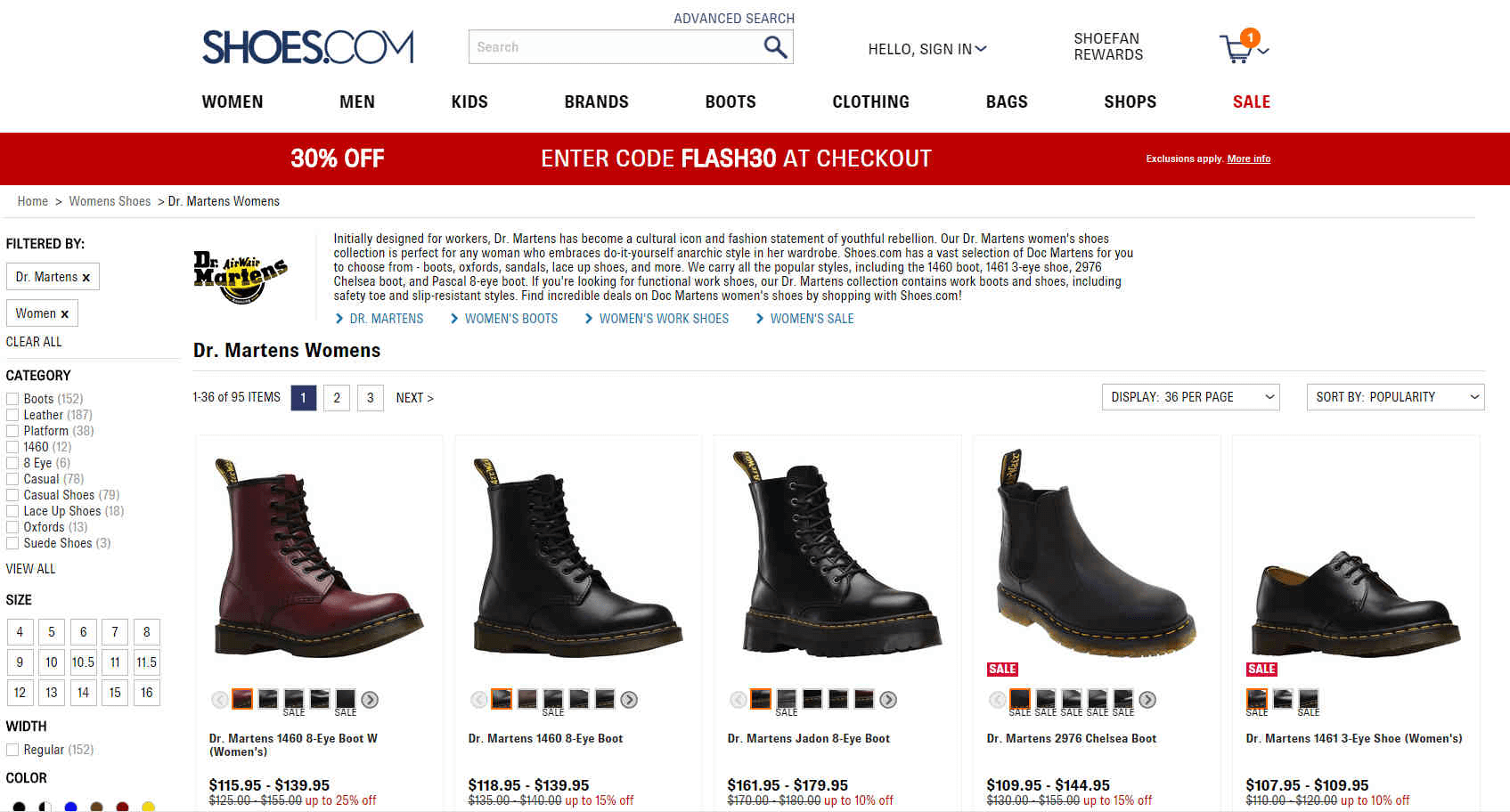 Shoes优惠码2026 现有精选Dr. Martens 马丁靴6折促销美境免邮