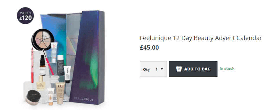 Feelunique折扣码2026 2019年圣诞日历价值£120 售价£45