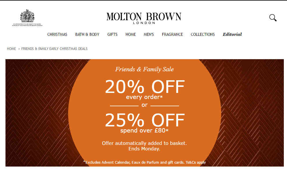Molton Brown折扣码2026 摩顿布朗英国官网全场无门槛额外8折/满£80额外75折促销需转运
