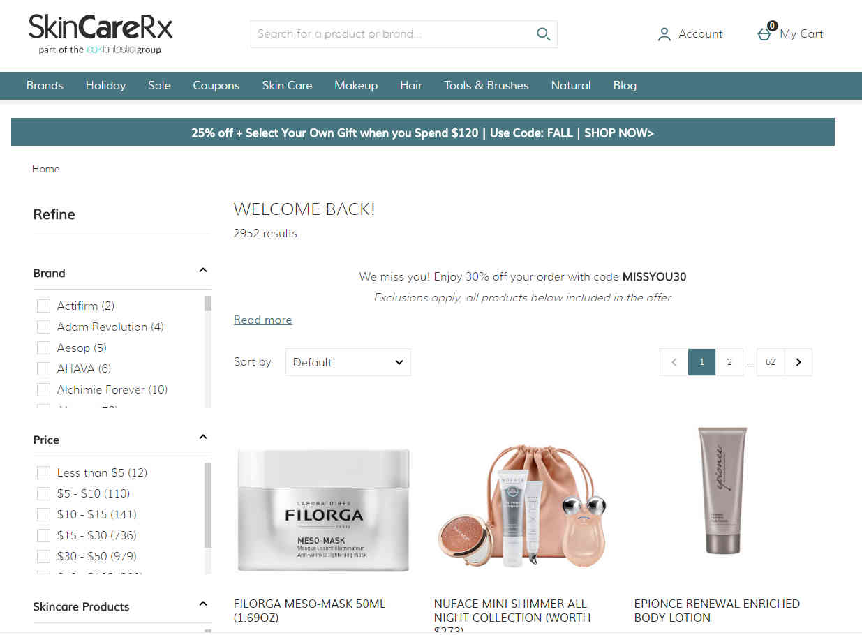 SkincareRx优惠码2026 现有精选菲洛嘉、NuFACE等商品7折促销满额免邮