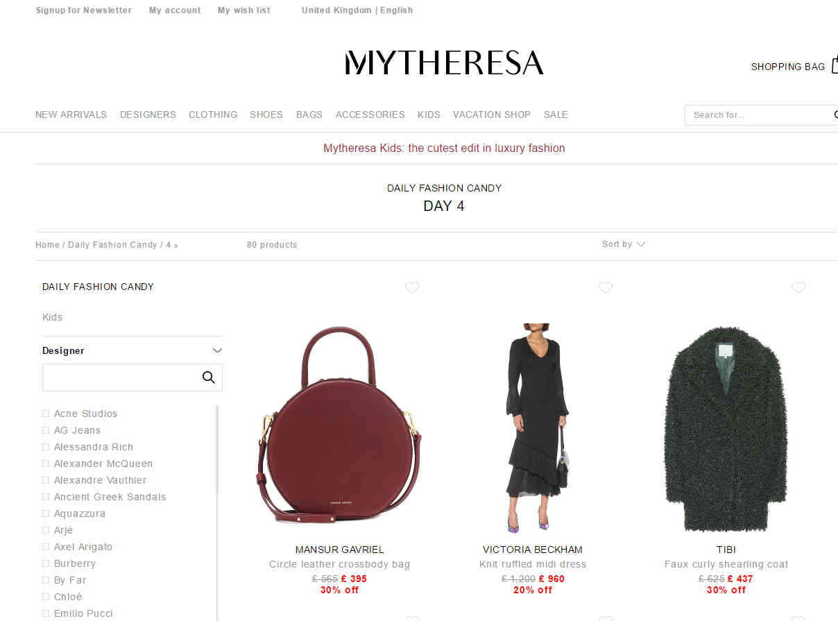 Mytheresa优惠码2026 现有时尚蜜糖闪促第4天精选80件大牌单品低至7折促销