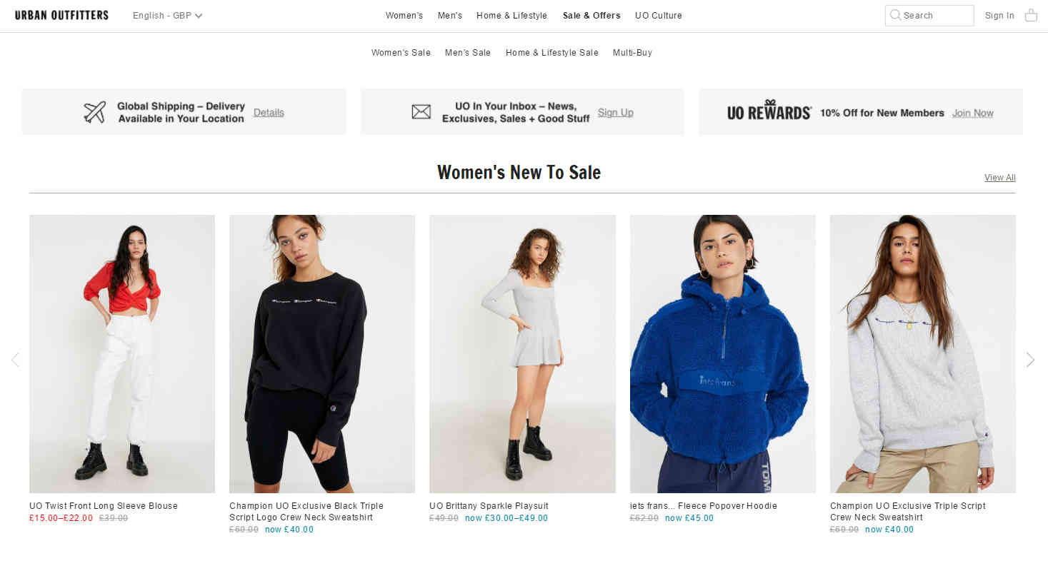 Urban Outfitters折扣码2026 精选商品低至25折+额外7折促销满£125免费直邮中国