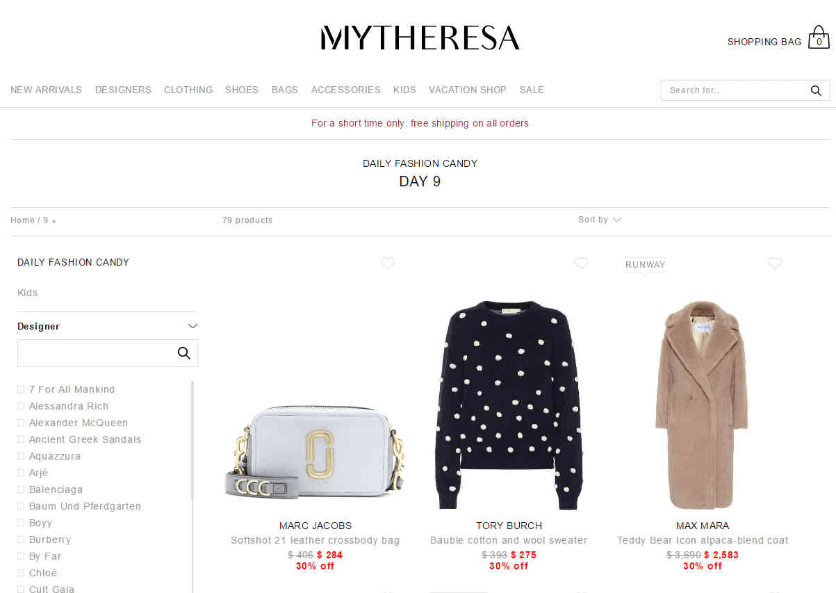 Mytheresa优惠码2026 现有时尚蜜糖闪促第9天精选80件大牌单品低至7折促销