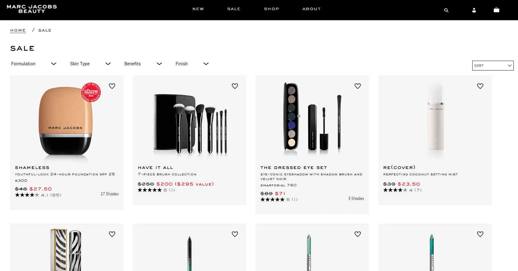 Marc Jacobs Beauty优惠码2026 折扣区彩妆低4折促销限时免邮