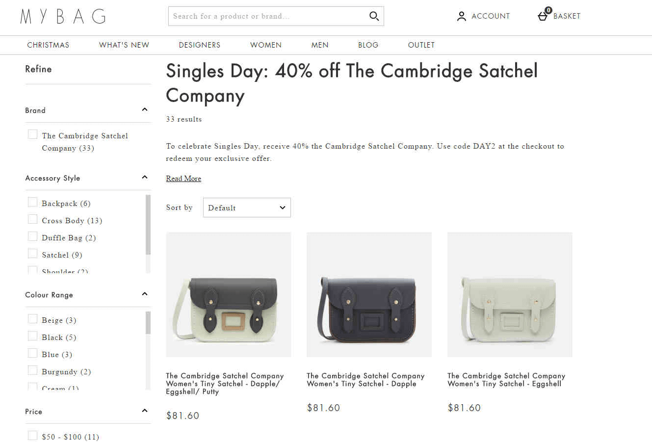 Mybag折扣码2026 现有精选The Cambridge Satchel剑桥包6折促销折后低至￥248 直邮国内+支持支付宝付款