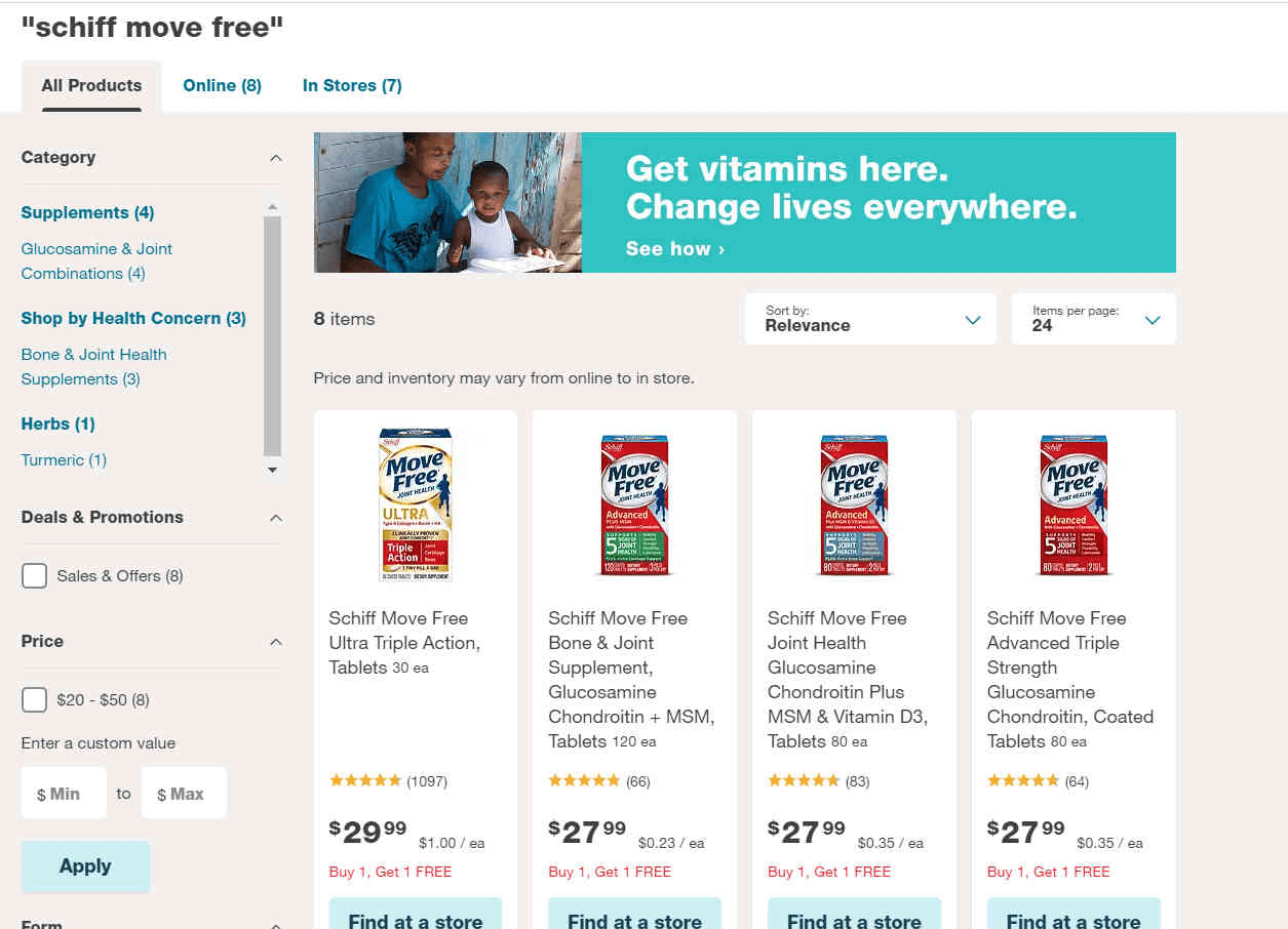 Walgreens优惠码2026 Schiff Move Free维骨力产品买1送1+满额85折促销满额免邮