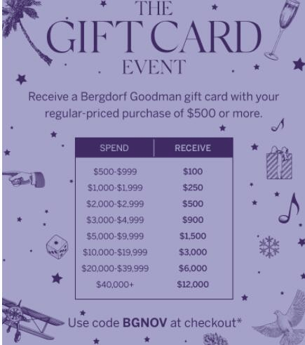 Bergdorf Goodman优惠码2026 购时尚正价商品最高送000礼品卡美国免邮