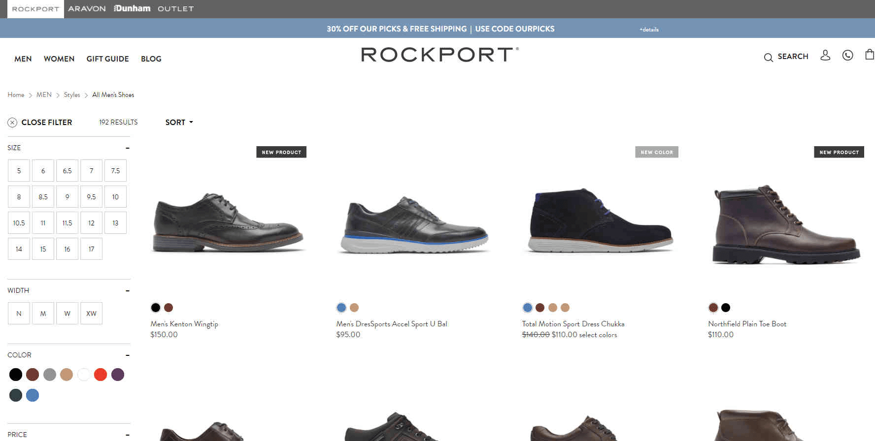 Rockport优惠码2026 现有精选鞋品额外7折+免邮促销美国免邮