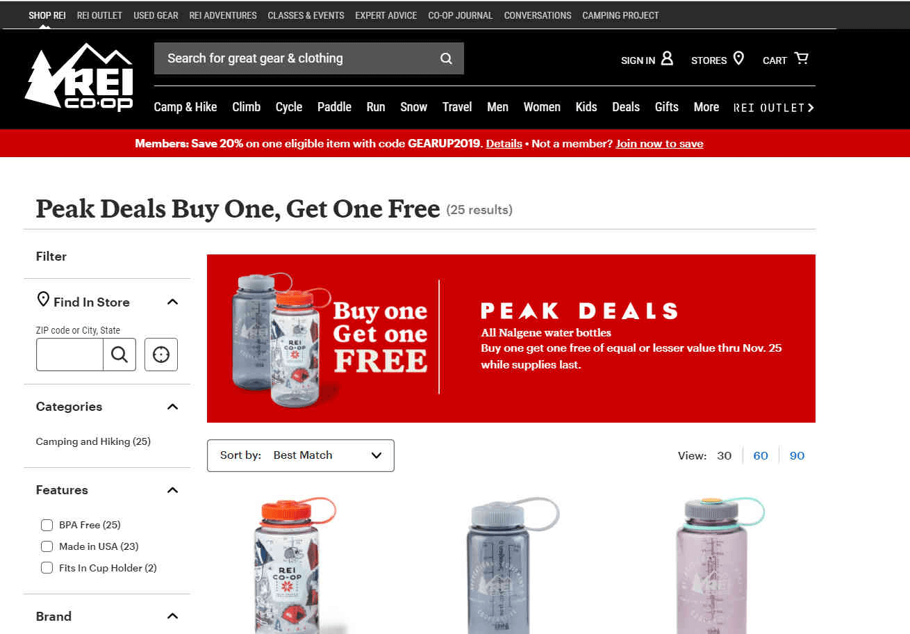 REI优惠码2026 现有精选Nalgene水壶900ml 买一送一促销满额包邮