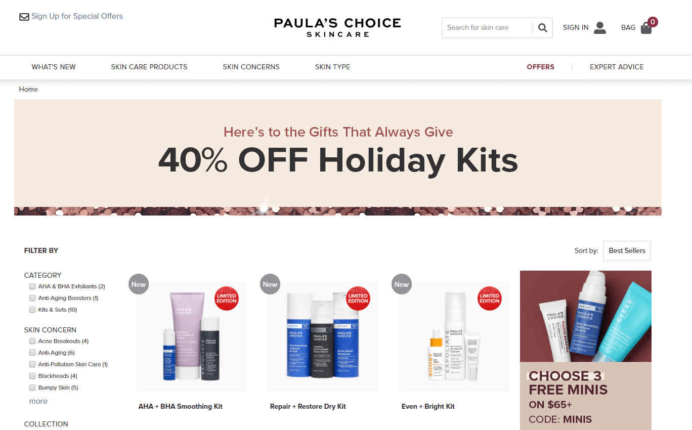 Paula's Choice优惠码2026 宝拉珍选现有精选套装6折促销满额免邮