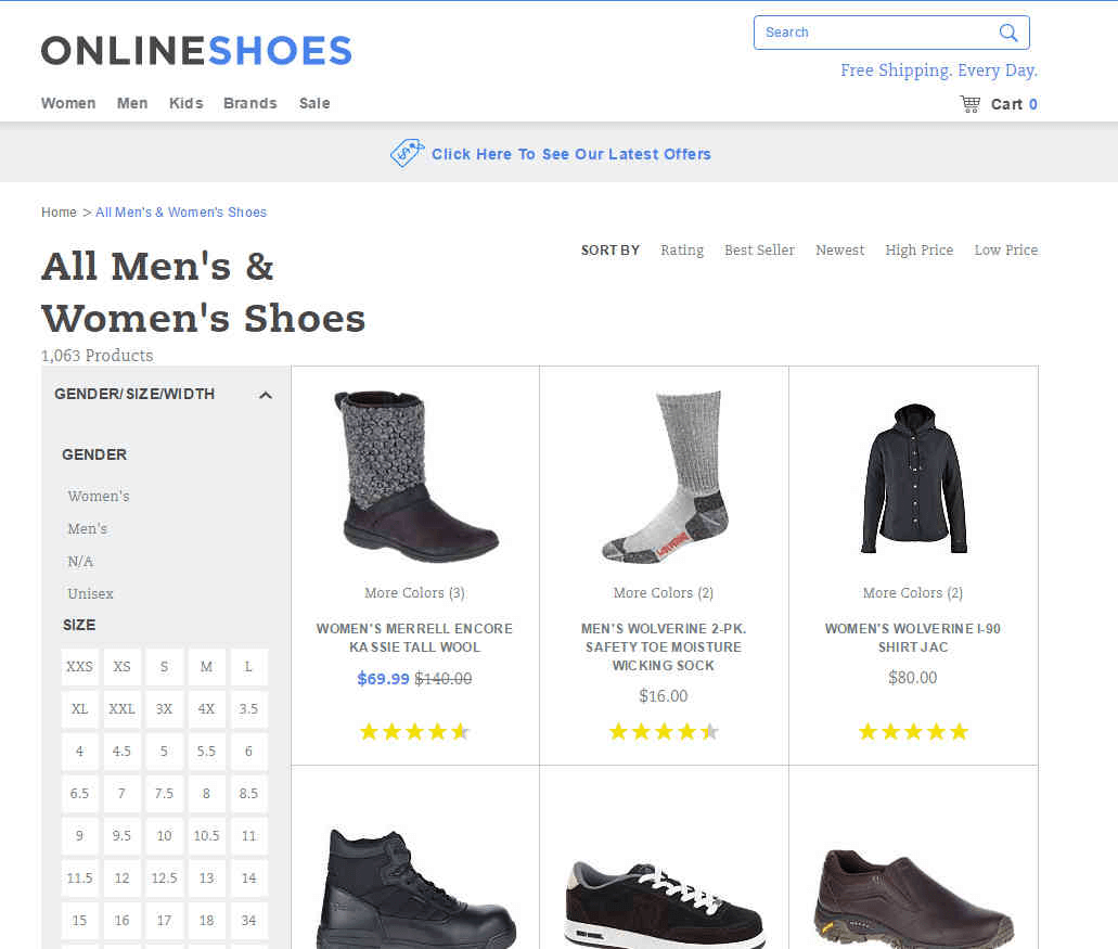 Onlineshoes优惠码2026 全场满额75折促销美国免邮