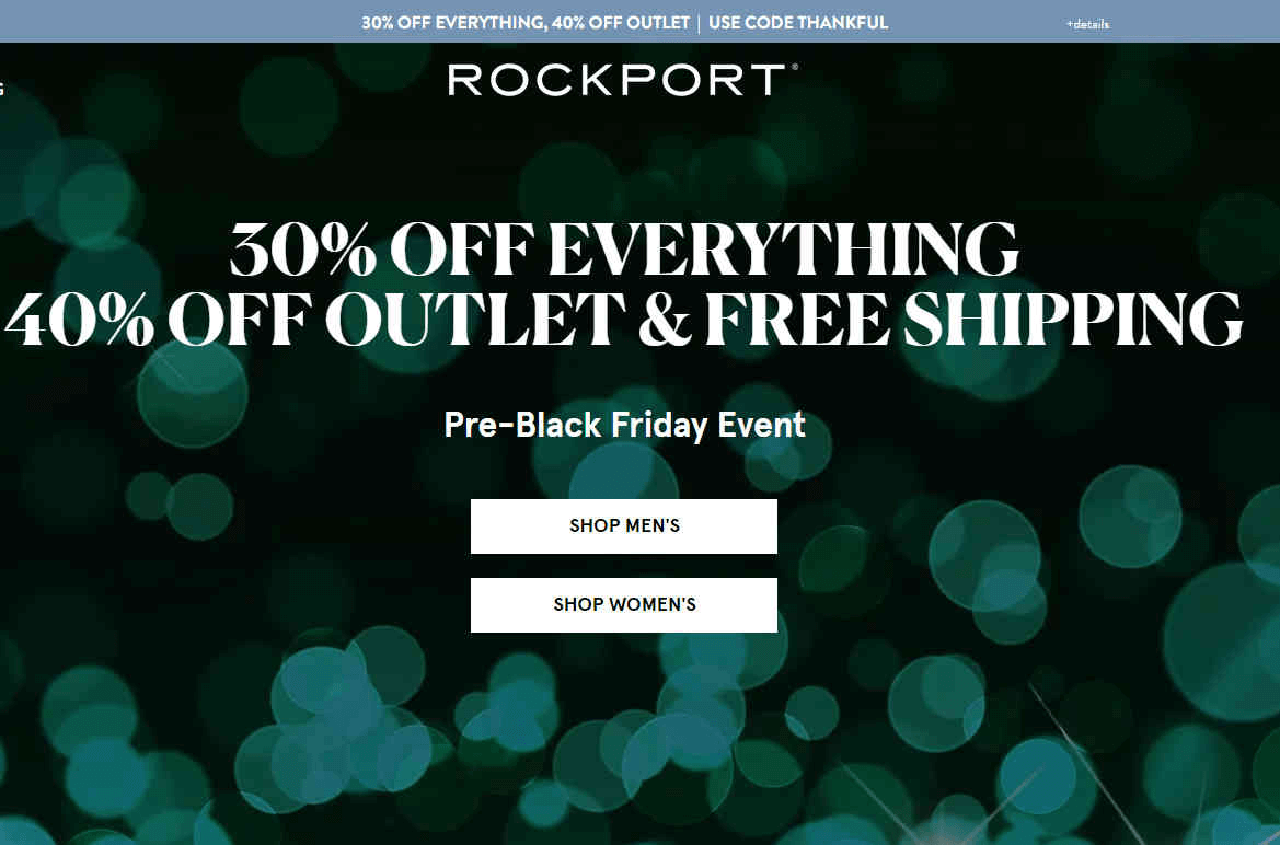 Rockport优惠码2026 黑五预热全场七折折扣区六折促销