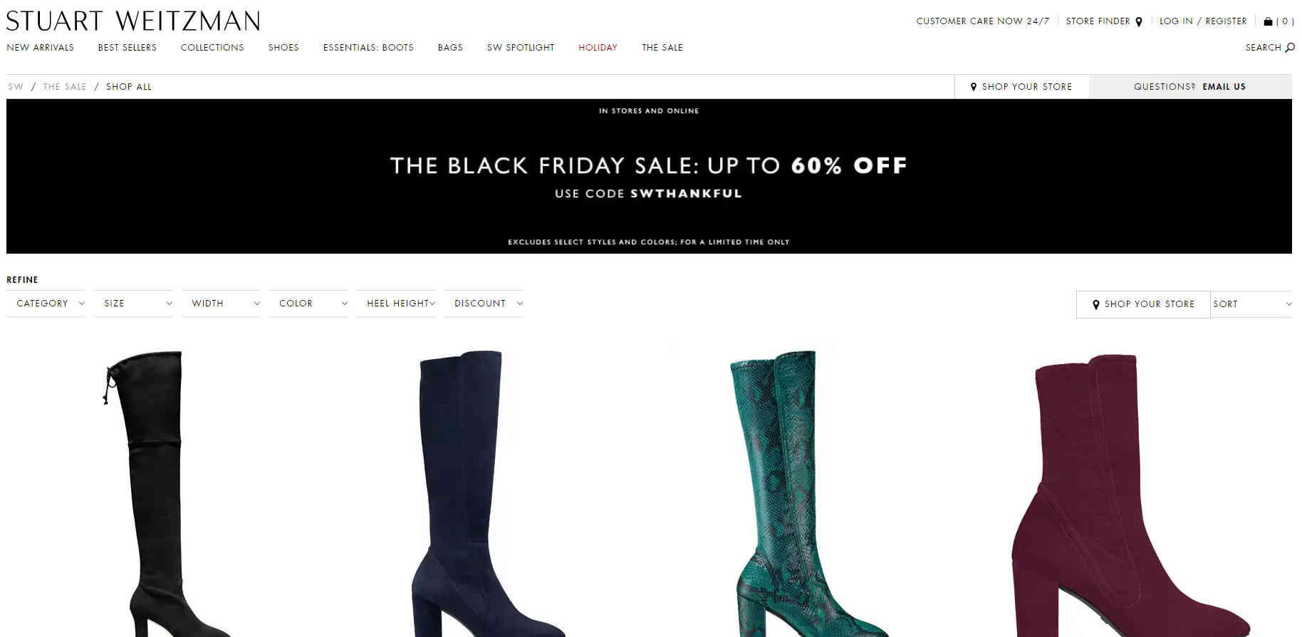 Stuart Weitzman优惠码2026 黑五过膝靴低至4折+额外75折促销美国免邮