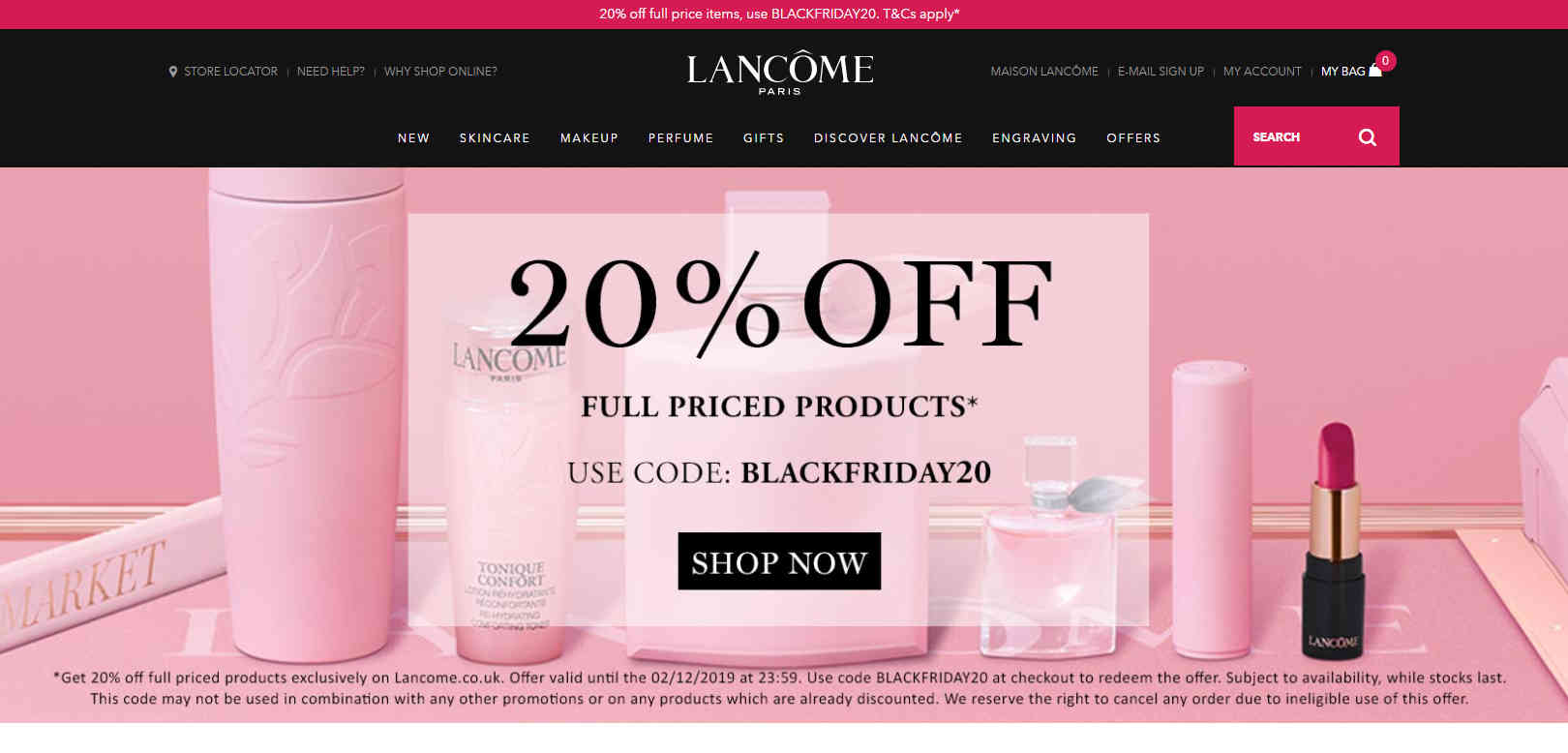 Lancome优惠码2026 兰蔻英国官网黑五全场正价商品无门槛8折促销英国境内免邮