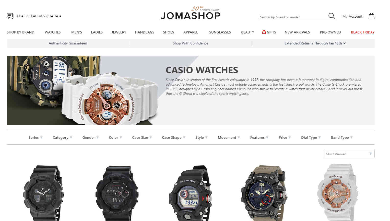 Jomashop折扣码2026 现有多款Casio卡西欧热门腕表补货+上新不少好价