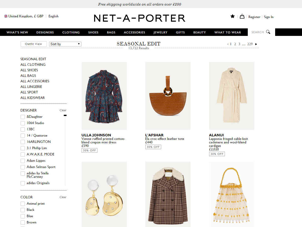 Net-A-Porter折扣码2026 英国站精选商品七折促销境外退税