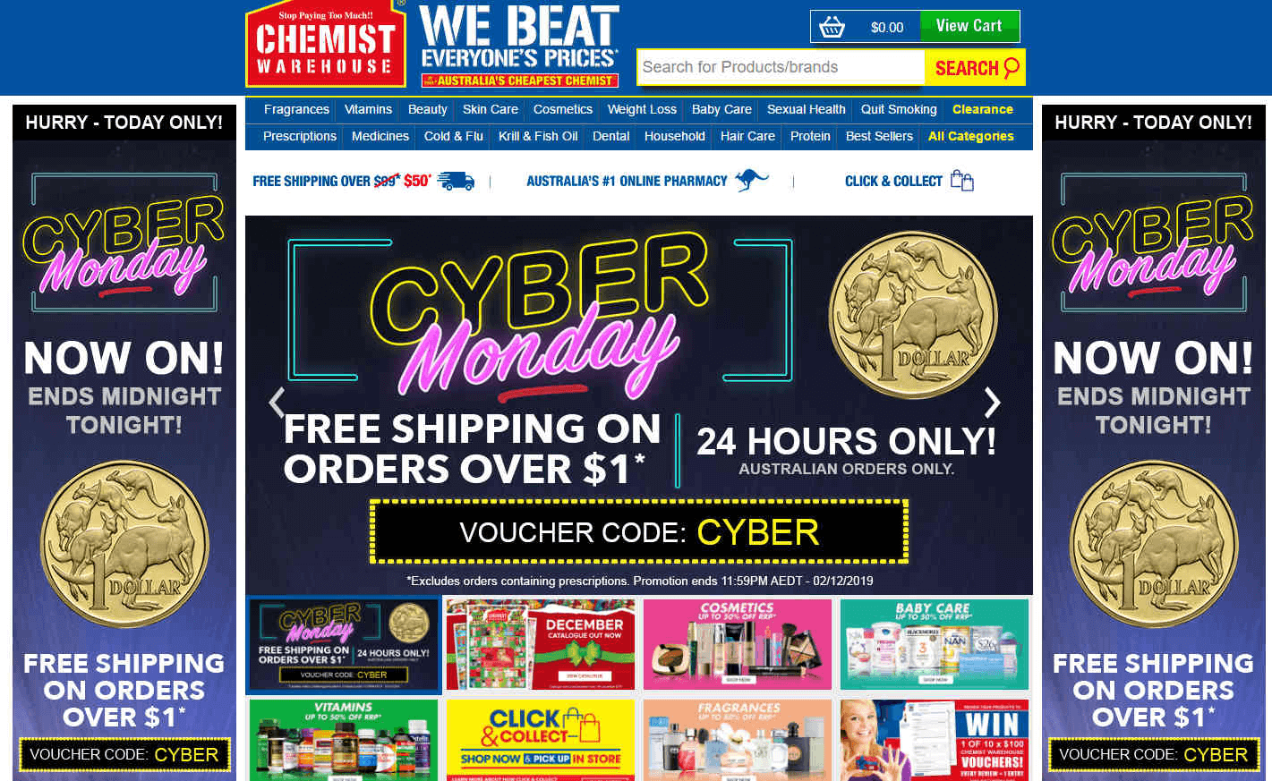 澳洲chemistwarehouse优惠码2026 网一全场满1澳元澳境免邮限时一天-图片1