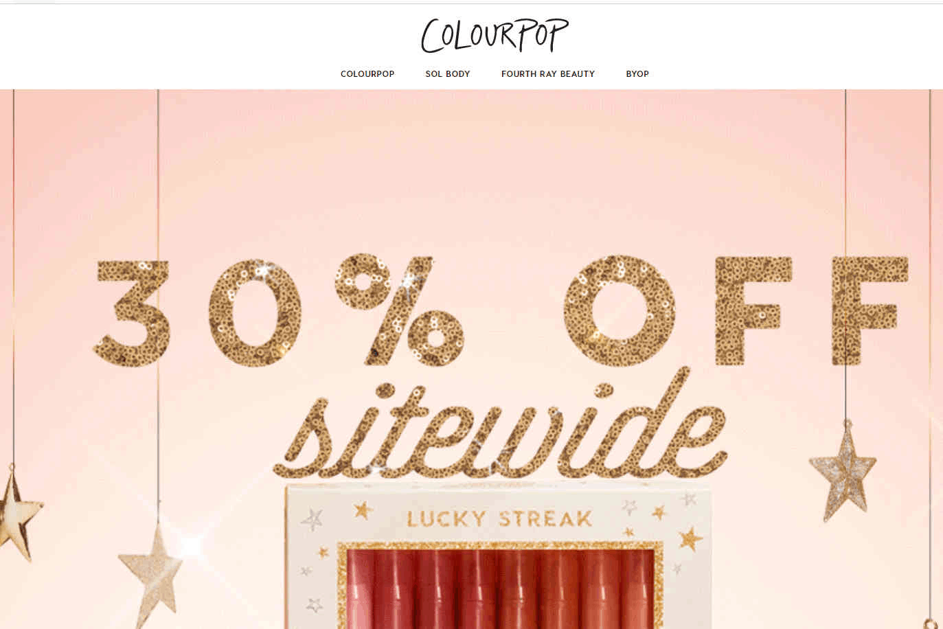 Colourpop优惠码2026 卡拉泡泡网一全场7折+部分低至25折延长一天