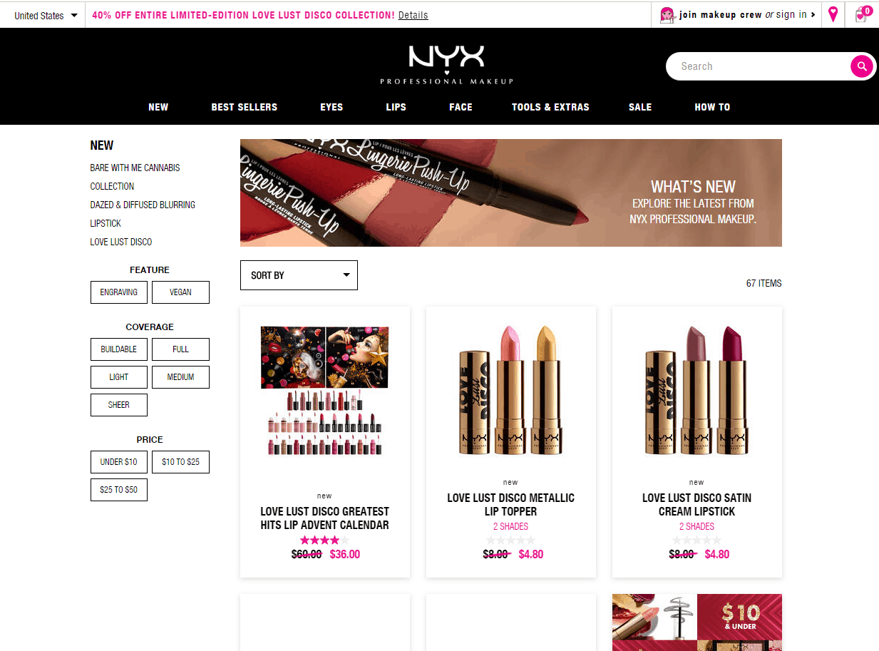 NYX cosmetics折扣码2026 网一全场妆无门槛6折促销满额免邮
