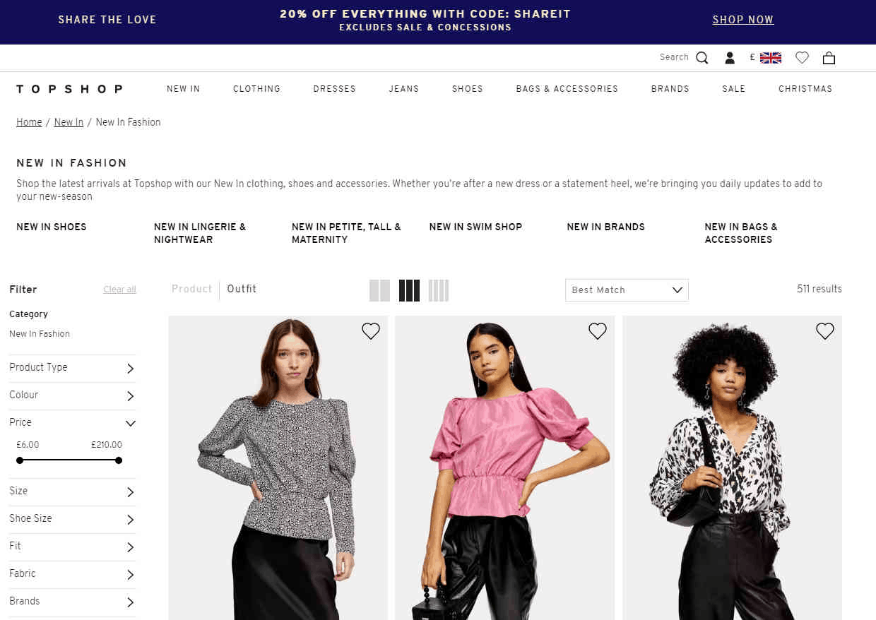 Topshop折扣码2026 全场额外8折促销满额免邮