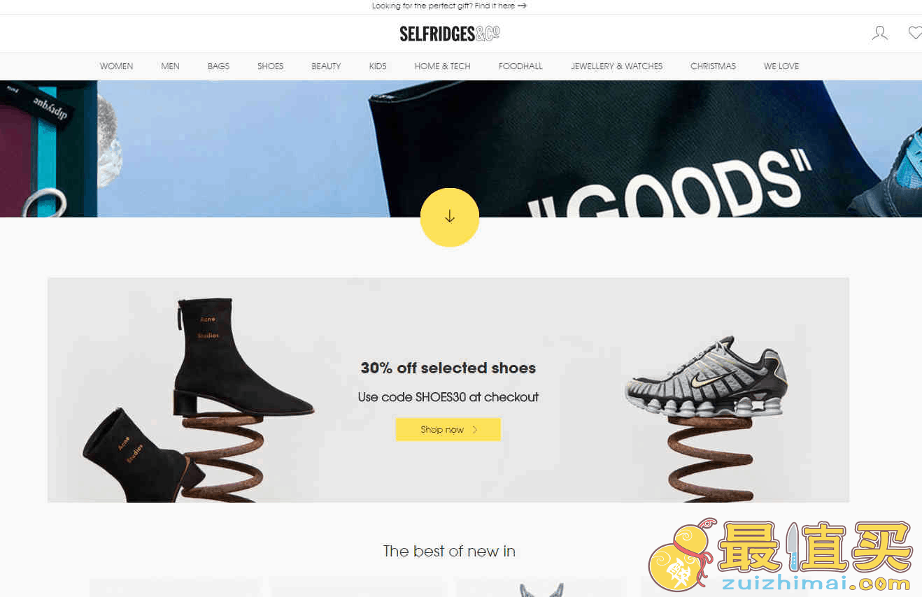 Selfridges折扣码2026 精选大牌鞋履7折促销/服饰类6折促销更多新品加入促销
