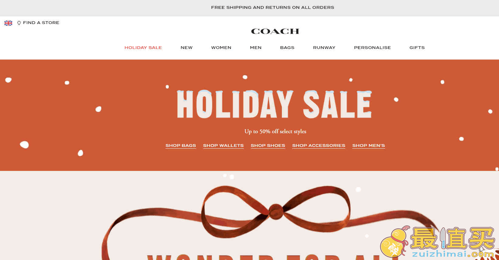 Coach折扣码2026 圣诞购物季低至5折期待Boxing Day
