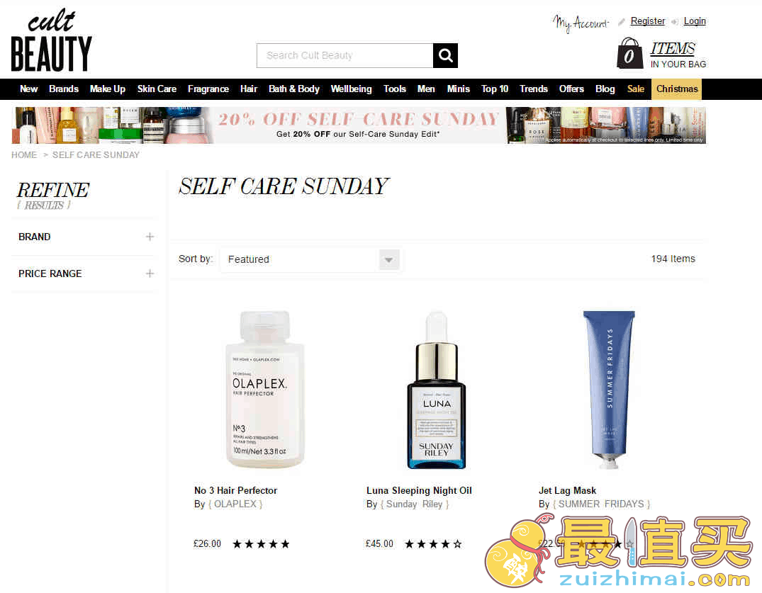 Cult beauty折扣码2026 Self Care个护产品8折+退税17%促销新人还可叠加额外85折