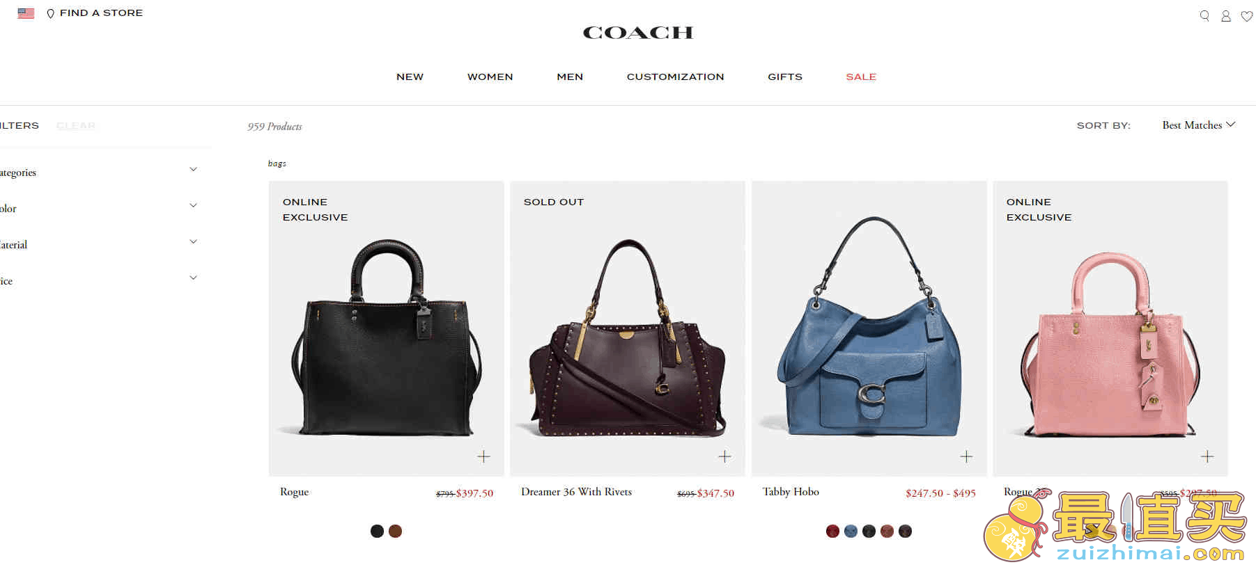 Coach折扣码2026 蔻驰美国官网折扣区包袋一律5折促销parker、Tabby包新低
