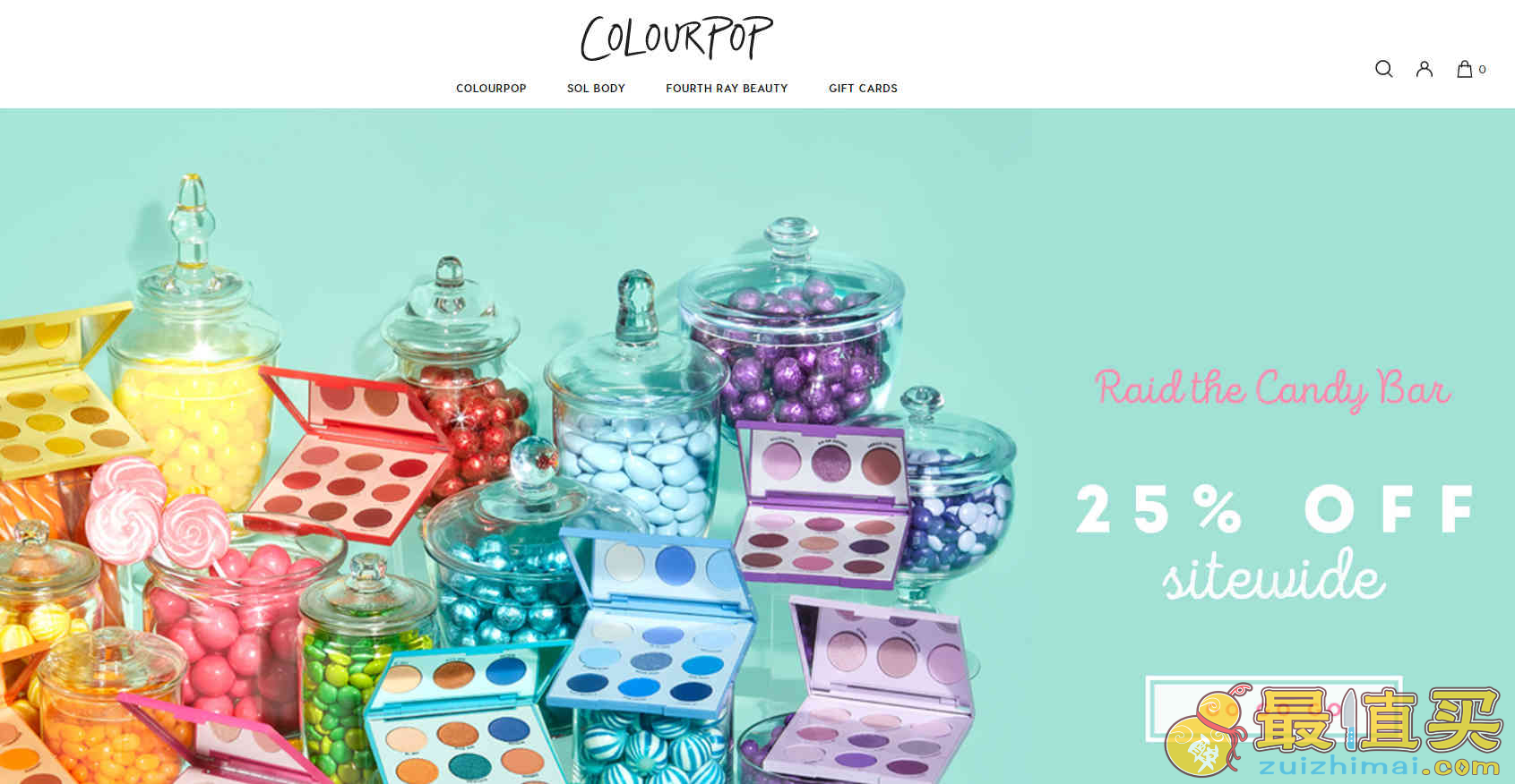 Colourpop优惠码2026 卡拉泡泡圣诞全场75折收热门眼影盘