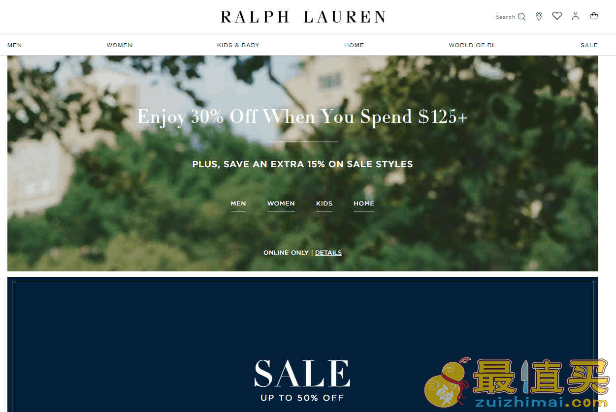 Ralph Lauren折扣码2026 拉夫劳伦官网精选低至5折+满额额外7折部分款叠加额外85折