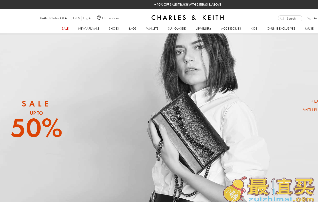 Charles & Keith优惠码2026-Charles & Keith美国官网现有精选折扣区包袋低至5折促销