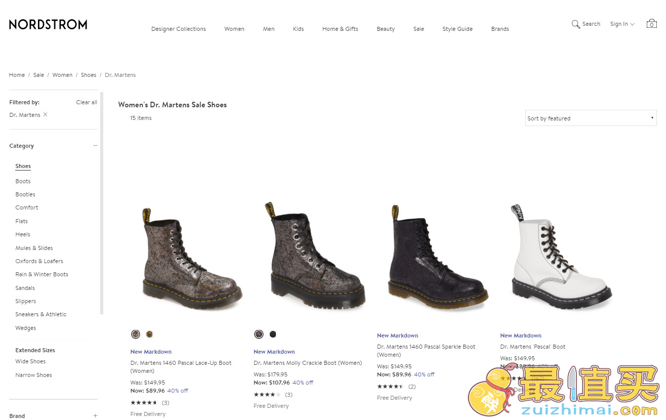 Nordstrom优惠码2026 现有精选Dr. Martens 马丁靴一律6折促销美境免邮