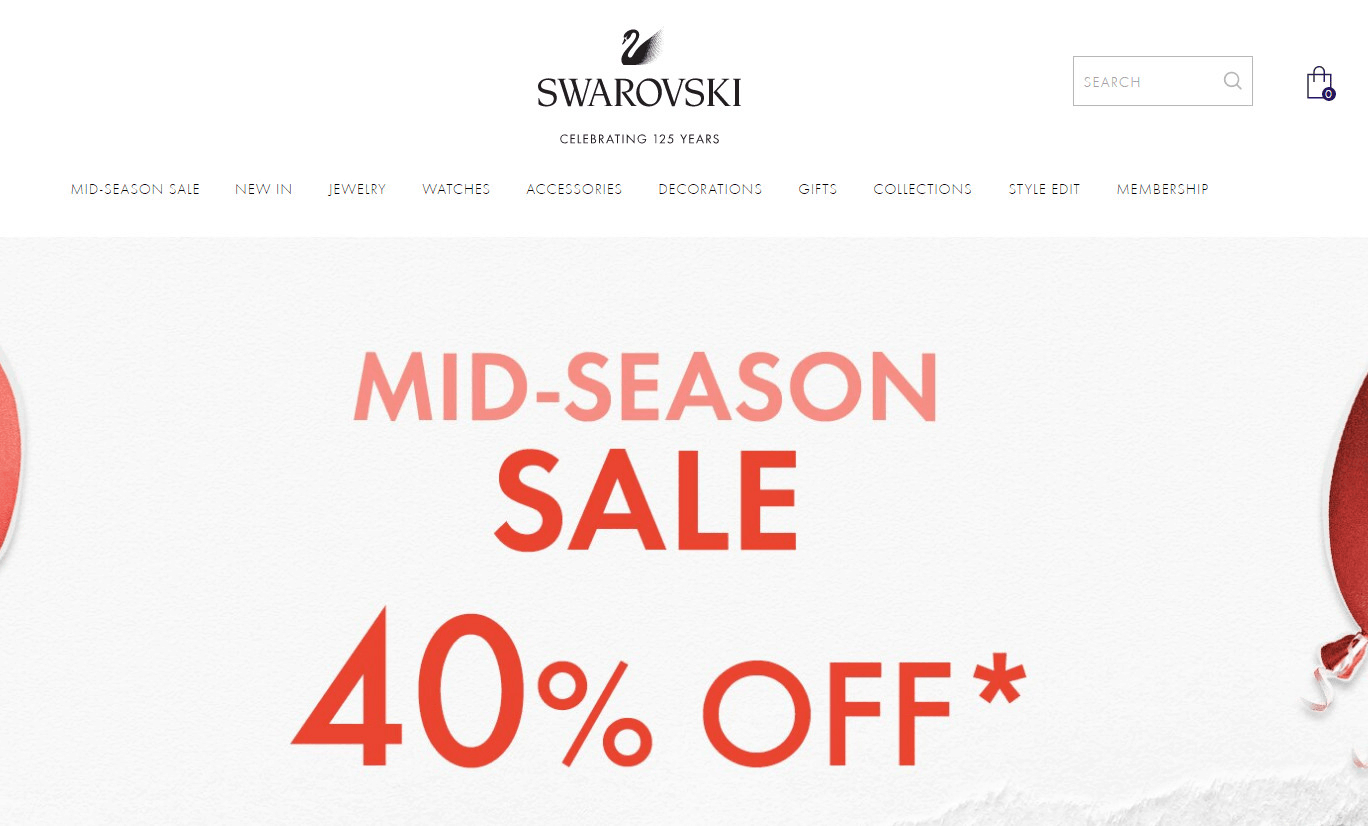 Swarovski折扣码2026 很多补货！施华洛世奇美国官网现有季中首饰配饰无门槛6折促销限时无门槛免邮