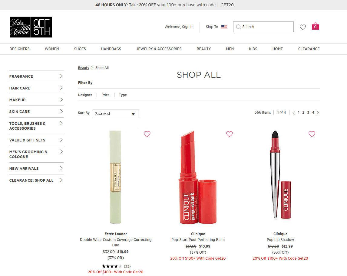 Saks Off 5th折扣码2026 SaksOff5th精选美妆类低至3.2折满0再额外8折