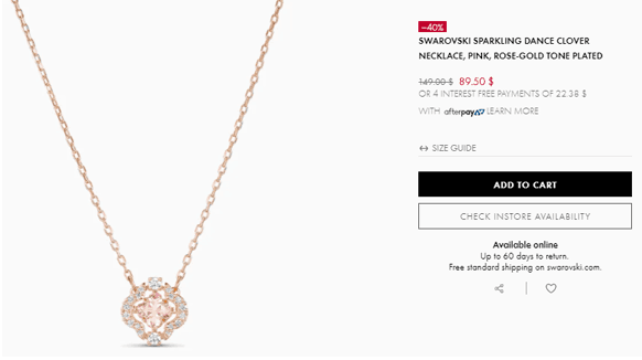 比美国站便宜￥100+！Swarovski施华洛世奇折扣码2026 新款四叶草花朵跳动的心6折AU.5（约400元）优惠码-图片3