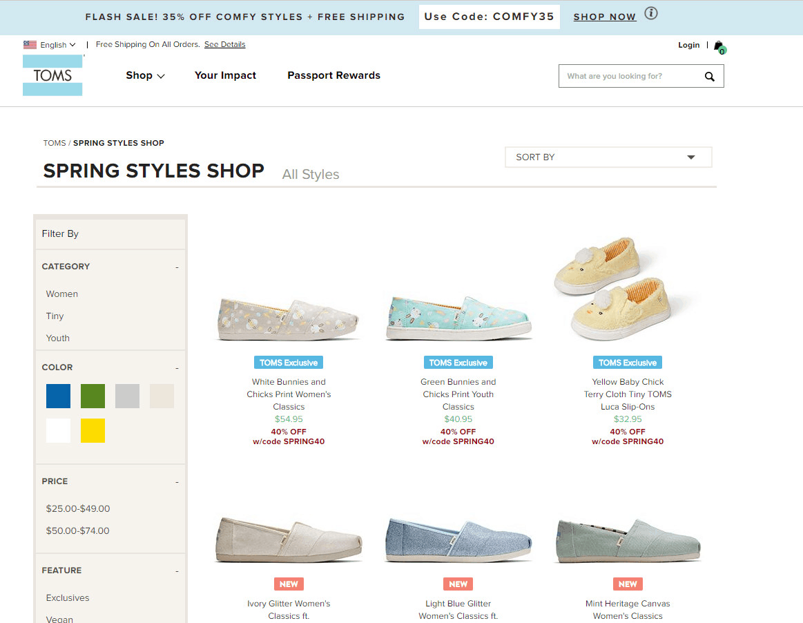 TOMS优惠码2026 toms Shoes网站精选鞋款额外6折闪促美境免邮