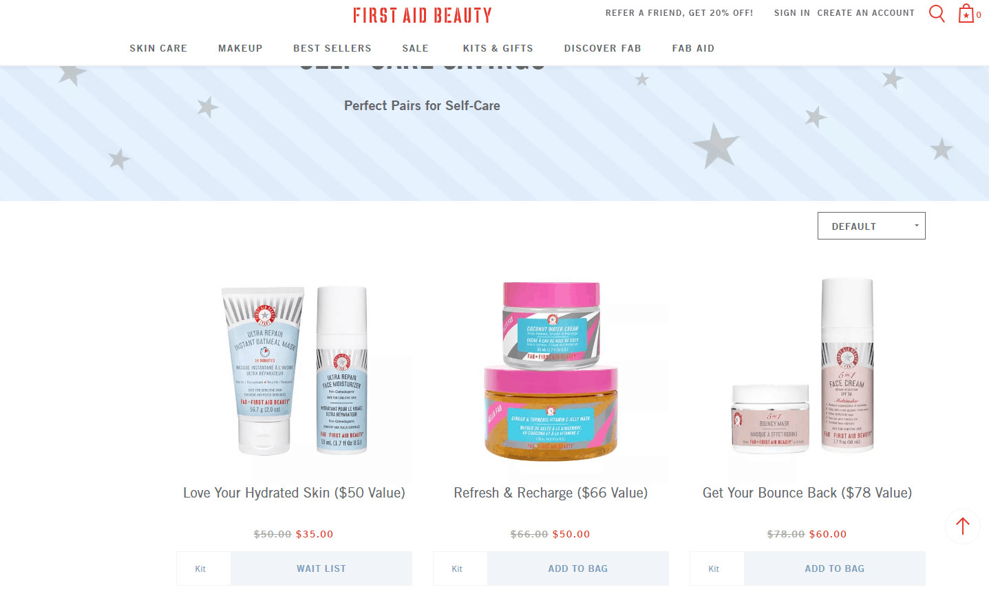 First Aid Beauty折扣码2026 FAB现有面膜+面霜套组低至75折促销满额免邮
