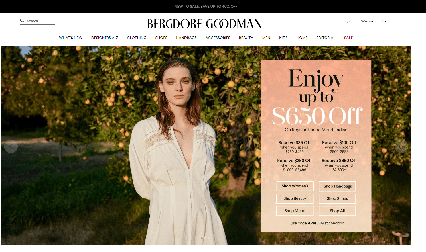 Bergdorf Goodman优惠码2026 BG时尚美妆护肤热卖最高立减0+免邮 变相7.4折 收 La Mer、By Far