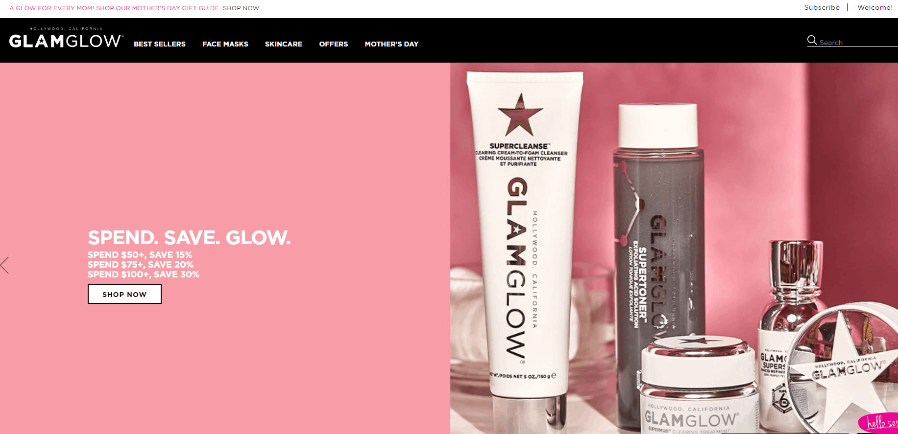 Glam Glow优惠码2026 GLAMGLOW官网现全场满额最高立享7折促销