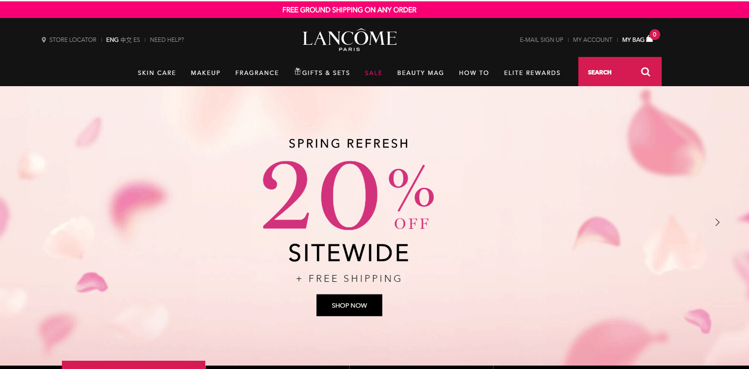 Lancôme优惠码2026 兰蔻美国官网全场护肤美妆8折促销+额外95折另有6折促销专场-图片1