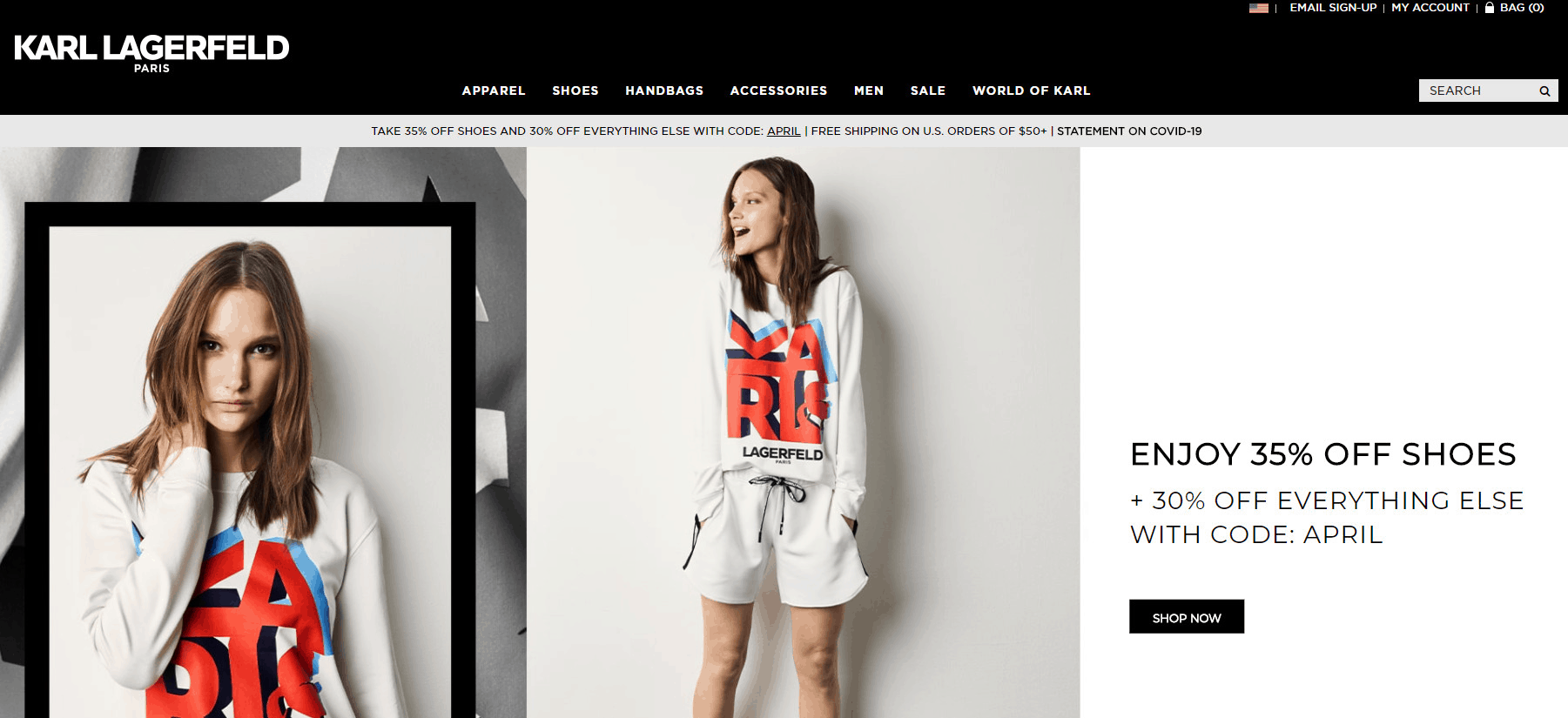 Karl Lagerfeld优惠码2026 Karl Lagerfeld Paris官网现有全场无门槛7折/鞋类65折促销满额美国免邮