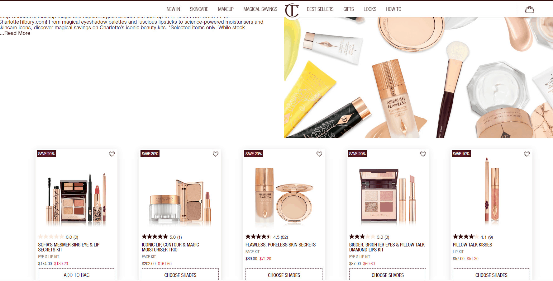 Charlotte Tilbury折扣码2026 CT美国官网精选彩妆套装低至78折促销赠品升级