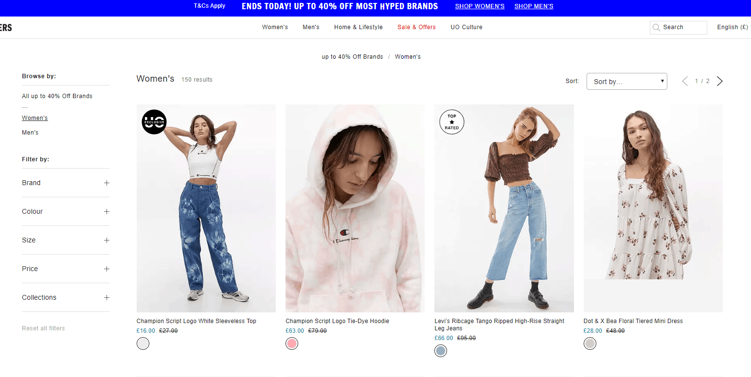 Urban Outfitters折扣码2026-Urban Outfitters英国官网精选商品低至6折促销