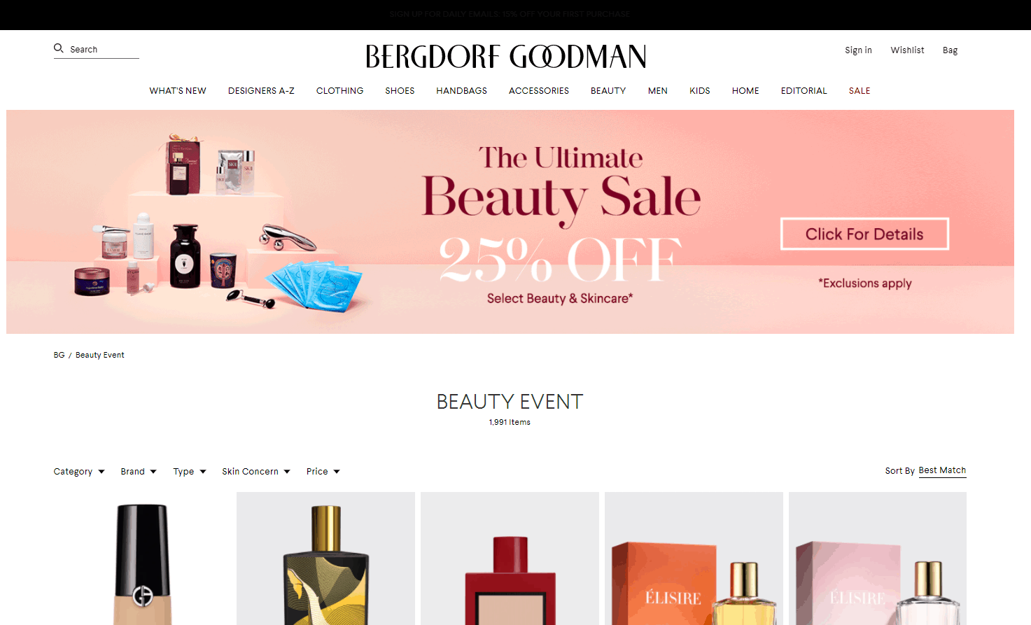 Bergdorf Goodman折扣码2026 BG精选美妆75折促销再来美妆可叠加满赠礼包