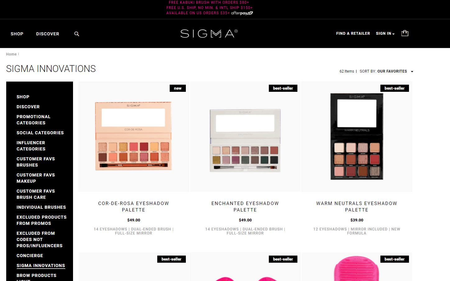 Sigma Beauty折扣码2026 sigma官网现有精选化妆刷等无门槛额外75折促销满送F86化妆刷