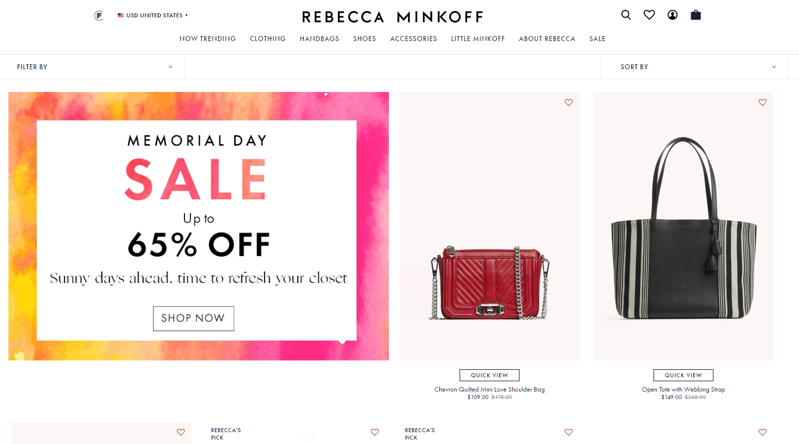 Rebecca Minkoff优惠码2026 rebeccaminkoff官网Memorial Day折扣区包袋低至3.5折促销美境免邮