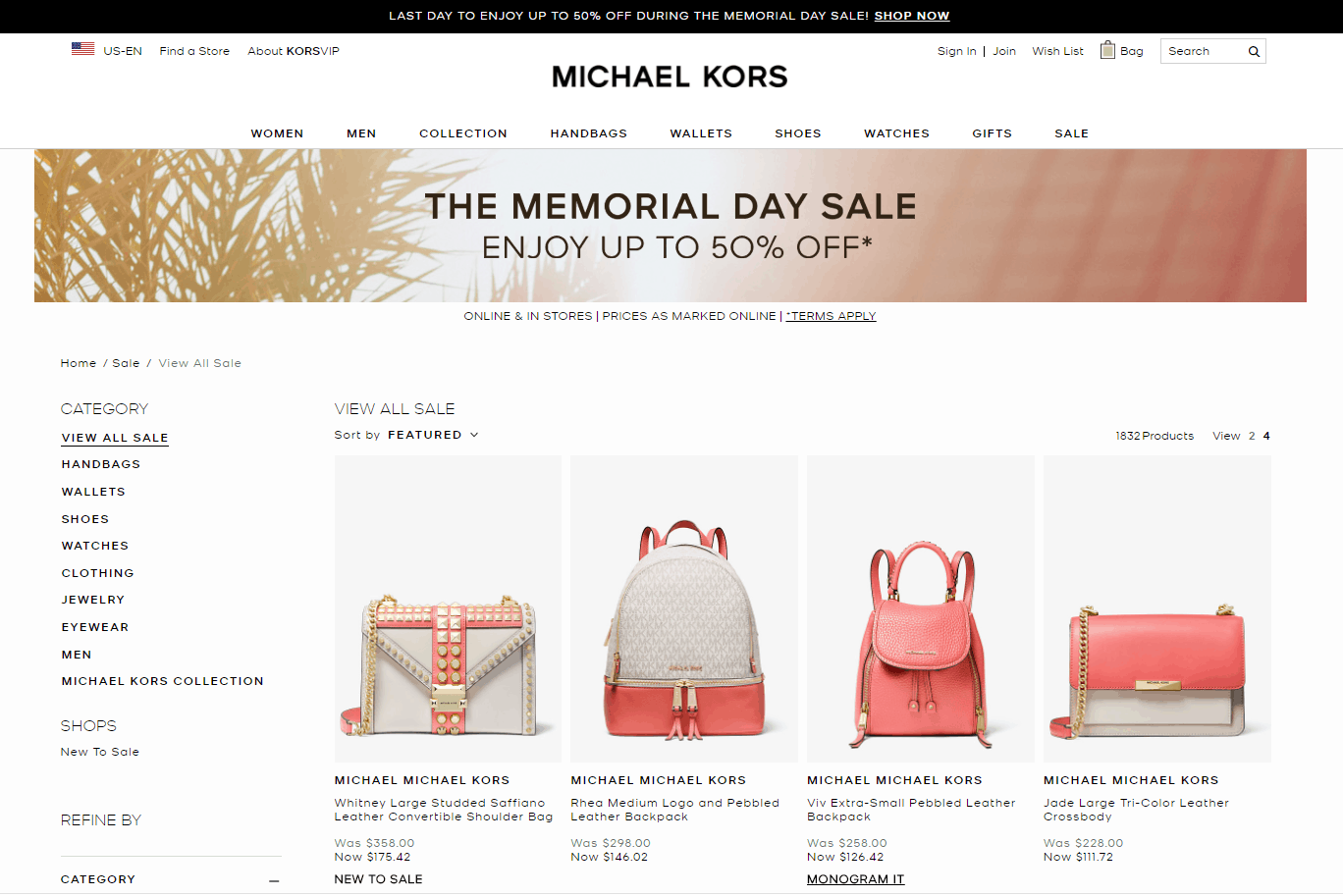 MICHAEL KORS优惠码2026 Michael Kors官网Memorial Day精选服饰鞋包低至5折促销美境免邮