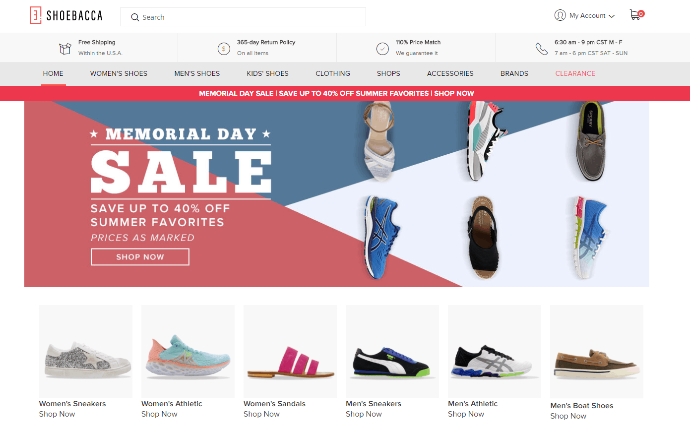 SHOEBACCA优惠码2026 Shoebacca现Memorial Day精选鞋履低至6促销美国免邮